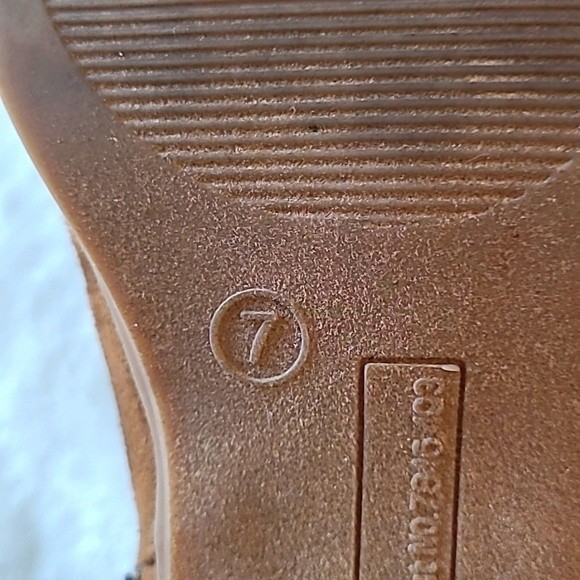 Womens Brown Faux Suede Ankle Boots Size 7 Zip Up Boho Fall Winter Booties - Picture 7 of 8